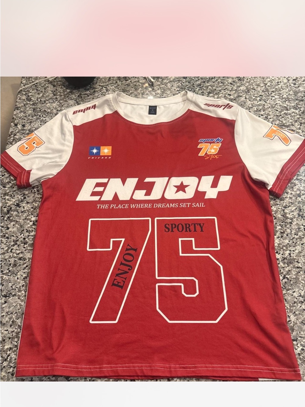 Men's Red Athletic Graphic Jersey Tee